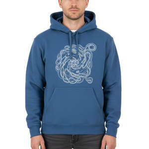 เสื้อฮู้ดดี้ปักลายหนานุ่ม สไตล์ลำลองสำหรับฤดูหนาว ผ้าคอตตอนผสม ทรงพูลโอเวอร์ สำหรับผู้ชาย - Product Image 1