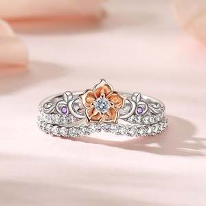 Ensemble de bagues de promesse Jeulia en or rose et argent sterling bicolore, bijoux de mode - Product Image 6
