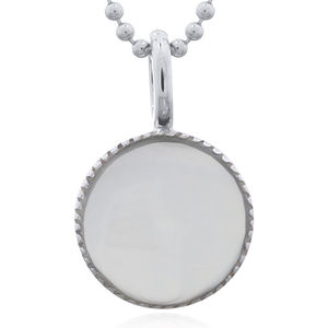 Elegant Circular 925 Silver MOP Pendant with Serrated Bezel - Product Image 1
