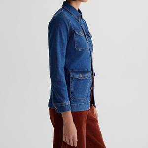 Women's Customized Logo Wholesale Long Sleeve Denim Jacket Turn Collar Solid Reversible for Autumn Spring Winter Use - Product Image 4