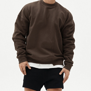 Logotipo personalizado Drop Shoulder O-Neck Hoodi Hombre Heavyweight 100% Cotton Hoodi para hombre Boxy Cropped Crewneck Hoodies Hombres - Product Image 5