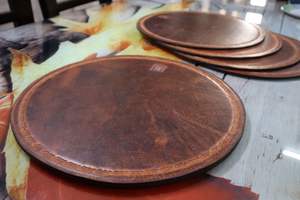 Real Leather <b>Round</b> Placemat Waterproof Wear Resistant Oil Proof <b>Table</b> <b>Mat</b> Heat-Insulating Home Use - Product Image 6