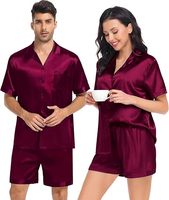 Ensemble de pyjamas en satin pour homme, 100% coton, grande taille, manches courtes, chemise boutonnée en soie, deux pièces, thermique, séchage rapide