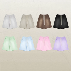 Wholesale Unisex Vintage Wash Cotton Fleece Sweat <b>Shorts</b> Custom Colors Distressed Acid-Washed <b>Shorts</b> Drawstring Streetwear - Product Image 6