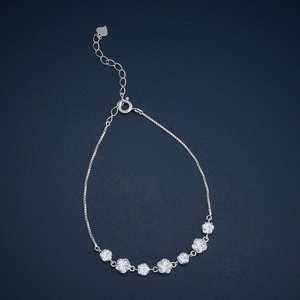Bracelet floral en diamant plaqué rhodium pour femme - Platine et or rose - Product Image 1