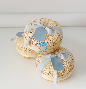 Handmade Rattan Gift Box with Lid Round <b>Wicker</b> Storage <b>Basket</b> for Cake Candy Eid Mubarak Ramadan Gifts Natural Rattan <b>Hamper</b> Box - Product Image 3