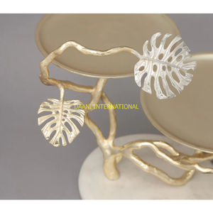 Soporte de postre moderno con base de mármol, diseño de hojas decorativas de cumpleaños, bandeja de exhibición de galletas de pastel de magdalenas de Metal para fiestas de boda - Product Image 3