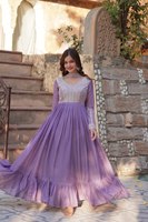 Nouvelles robes longues Anarkali indiennes pour femmes, avec des tailles plus grandes, en géorgette brodée, séchage rapide, pour les fêtes, prix bas
