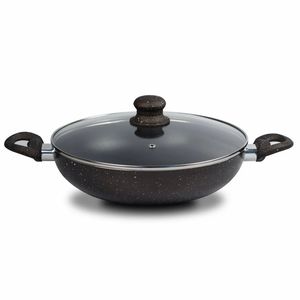 Poêle à frire ANAX de qualité supérieure, antiadhésive, avec couvercle en verre transparent, forme ronde, durable, fabriquée en Inde pour une utilisation domestique - Product Image 6