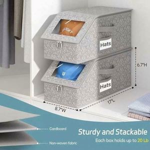 Hua Cheng Hat Storage Box Foldable Oxford Cloth Organizer Bin With Window Label <b>For</b> <b>Bathroom</b> Bedroom Home Office Living Room - Product Image 6