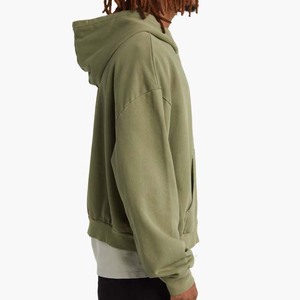 Sudaderas con capucha con cremallera y bolsillo de lana de rizo de algodón vintage ligeramente desteñidas cómodas y transpirables con logotipo/diseño personalizado para hombres - Product Image 3