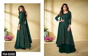 Costume de créateur indien ethnique en Georgette Salwar Kameez Broderie lourde Travail Nouveau vêtement de fête pour femme Ensemble fantaisie Dupatta - Product Image 6