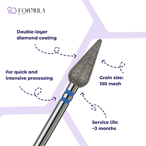 ดอกสว่านเจียรเล็บสแตนเลสคุณภาพสูง รุ่น Formula Profi ขนาด 5.0 มม. สีน้ำเงิน พรีเมียม สำหรับทำความสะอาดหนังกำพร้า  พร้อมโลโก้สั่งทำได้ - Product Image 2