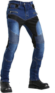 Pantalones vaqueros rectos de estilo Moto de carreras con logotipo personalizado para hombre, pantalones vaqueros azules transpirables con ropa deportiva larga de corte regular - Product Image 3