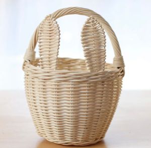 High quality handcrafted rattan woven Bunny ears basket for Easter holiday Easter egg basket made in Viet nam