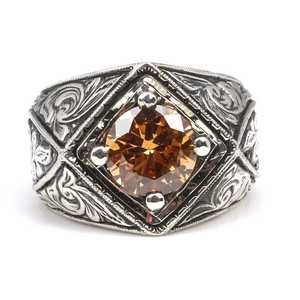 925 Sterling Silver Men's Religious Gemstone <b>Ring</b> Yellow Citrine Stone Set Claw Inlay Cross Square Design Plating <b>Craft</b> Gift - Product Image 4
