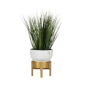 Hecho a mano ligero elegante efecto mármol soporte de hierro Base dorada plantas de interior piso florero hogar Oficina balcón sala de estar - Product Image 1