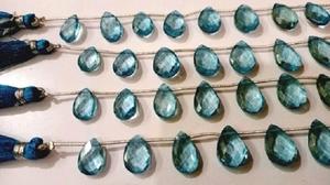 Topaze bleue de Londres naturelle 8x13 10x15mm perles de pierres précieuses en forme de poire à facettes 8 pouces de long cristal bijoux gradués - Product Image 3