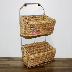 Artex Dong Thap Water Hyacinth Woven Cesta de almacenamiento colgante de pared de 2 niveles Organizador - Product Image 1