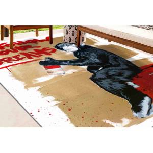 Graffiti Printed <b>Rug</b> - Modern Abstract Art <b>Rug</b>, Banksy Monkey Design, Machine Washable,<b>Chenille</b> <b>Rug</b> - Product Image 3