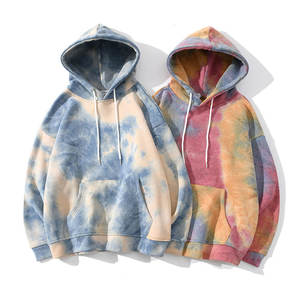 Sweat à capuche personnalisé pour Couple tie dye pour femmes 100% coton surdimensionné à épaules tombantes Streetwear pull à capuche pour les Couples - Product Image 1