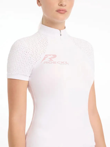 Camisa de espectáculo de equitación para mujer, venta al por mayor, bordado personalizado, manga larga, ropa ecuestre transpirable, tela cómoda - Product Image 6