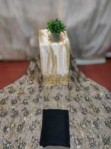 Tela de chifón Fransawi Dirac somalí de última moda y calidad superior con trabajo de cuentas de piedra sobre un patrón abstracto para ropa de boda. - Product Image 6