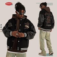 Nouvelle Mode Hip Hop Américain Rétro Industrie Lourde Style PU Brodé Baseball Uniforme Hommes Veste