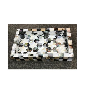 ถาดทรงสี่เหลี่ยมฝังกระดูกขัดเงาถาดรองกระดูกถาดเสิร์ฟทำด้วยมือถาดฝังกระดูกทรงสี่เหลี่ยม3ชิ้น - Product Image 3