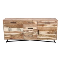 Buffet de rangement artisanal en bois d'acacia massif, style industriel antique, pour salle à manger, hôtel, villa, salon