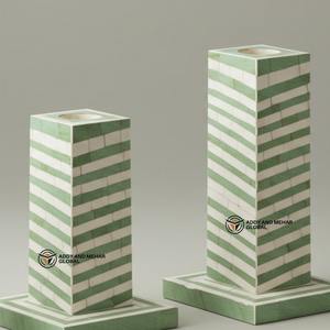 Juego de portavelas con incrustaciones de hueso verde hecho a mano al por mayor para decoración del hogar y el hotel disponible para suministro al por mayor - Product Image 6