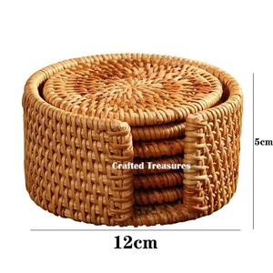 Ensemble de 6 sous-verres en rotin faits à la main de forme ronde avec le dernier design parfait pour la décoration de table et les accessoires de cuisine - Product Image 4