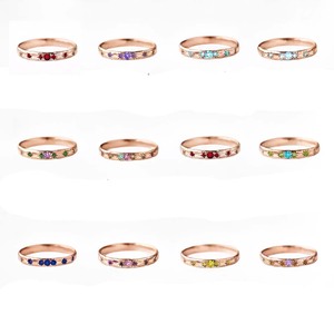 Anillo de piedra natal de turmalina para mujer, banda apilable de oro delicado de octubre, regalo personalizado perfecto, joyería de piedras preciosas al por mayor - Product Image 4