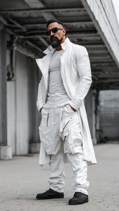 Manteau long en cuir blanc Vêtements d'extérieur d'hiver pour hommes Vêtements de mode Trench long en cuir pour hommes - Product Image 3