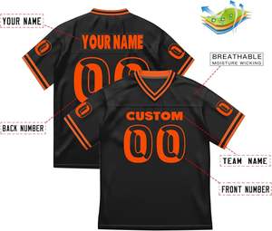 Jersey de Fútbol Americano Personalizado OEM, Corto, de Secado Rápido, Malla 100% Poliéster, Impresión por Transferencia de Calor, Logotipo Personalizado, Unisex, Adulto - Product Image 2