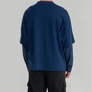 T-shirt à manches longues double couche personnalisé de haute qualité du fabricant OEM pour hommes ensemble décontracté surdimensionné avec sérigraphie - Product Image 2