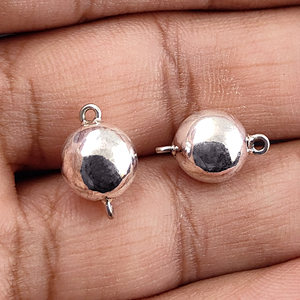 Perles rondes en argent Sterling 925 argent Sterling lisse rond fait à la main Designer connecteur perle 14x9mm fabrication de bijoux fantaisie perles entretoises - Product Image 3
