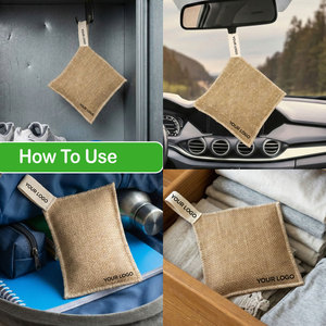 Bolsa purificadora de aire de carbón activado de coco con logotipo personalizado, desodorante sólido para el hogar y el coche, control de humedad de olores, fabricado en México - Product Image 6