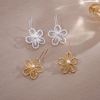 Boucles d'oreilles vintage en laiton avec breloque de joaillerie fine, plaqué or, motif papillon en pierre naturelle, forme fleur tendance pour femme