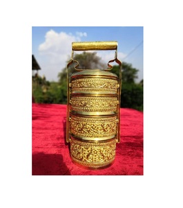 Reusable brass tiffin <b>container</b> with leak proof design ideal for packing different meals <b>snacks</b> or desserts - Product Image 5