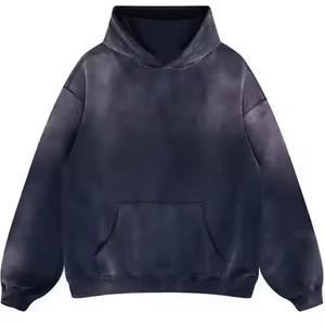 Sweat à capuche unisexe personnalisé en molleton délavé à l'acide, coupe régulière, surdimensionné, long, décontracté, tricoté, 100% coton, service OEM - Product Image 1