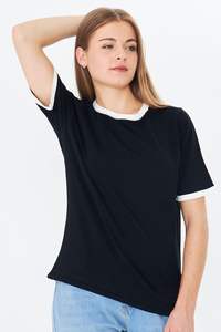 Blusa de Verano de Punto con Cuello Redondo y Manga Corta para Mujer, Cómoda y Elegante, Transpirable, a Rayas, de Alta Calidad, Servicio OEM - Product Image 4