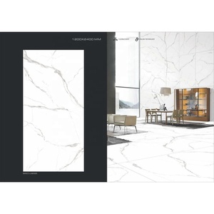 กระเบื้องหินอ่อนสีขาวคุณภาพสูงราคาถูกจาก Foshan ขนาด 1200x2400 มม. 48x96 นิ้ว ผิวมันเงาเคลือบเต็มแผ่น กระเบื้องปูพื้นพอร์ซเลนขัดเงาขนาด 4x8 นิ้ว - Product Image 1