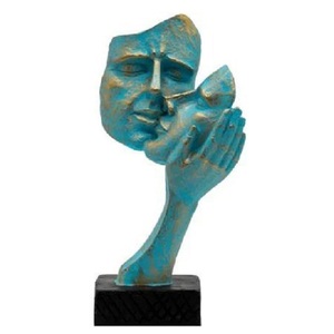 Masque moderne et élégant Sculpture de visage Art abstrait Ornement de méditation en aluminium pour décoration de table à la maison Matériau métallique - Product Image 1