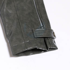 Veste en cuir de mouton pour hommes, style rue, meilleur coupe-vent avec col ras du cou, fermeture éclair, logo personnalisé, vente en gros - Product Image 6