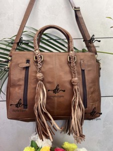 Sac fourre-tout à franges en cuir de vachette occidental fourre-tout élégant usiné à la main sac à main de sculpture sacs de vente chauds pour les femmes multi-usages - Product Image 3