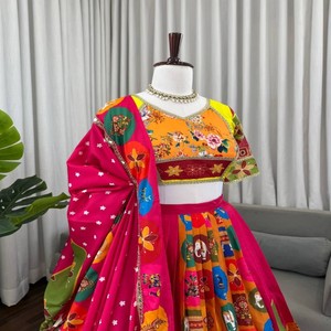 Elegante crepé americano Lehenga Choli con estampado digital Micro forro suave y Dupatta de 2,2 metros incluida - Product Image 3