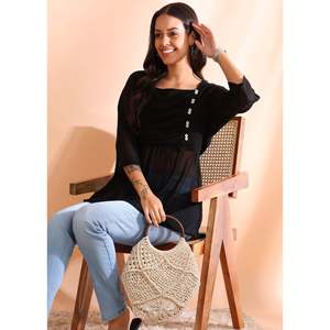 เสื้อ dobby ผ้าเรยอนสำหรับผู้หญิงสีฟ้ามีเสื้อเบลาส์และเสื้อเชิ้ตลายจุด - Product Image 2