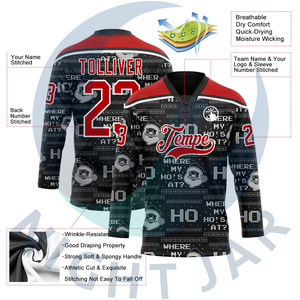 Jersey de Hockey sobre Hielo Sublimado Personalizado Unisex, Uniforme de Equipo OEM, Ropa Deportiva Ligera, Transpirable y de Secado Rápido, Venta al Por Mayor - Product Image 3