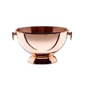 Refroidisseur de vin en métal plaqué cuivre martelé bol de refroidisseur de champagne rond avec base et poignée pour bar hôtel et restaurants fournitures - Product Image 2